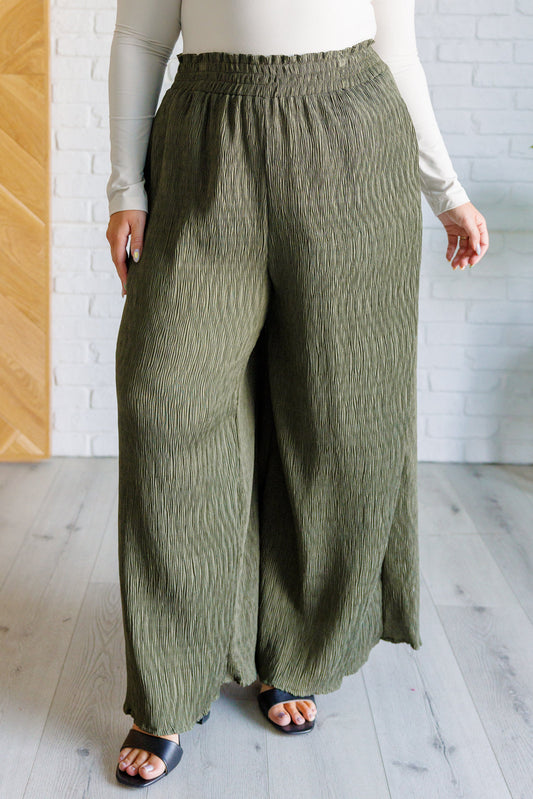 Harmony High Rise Wide Pants in Olive-Bottoms-Modish Lily, Tecumseh Michigan