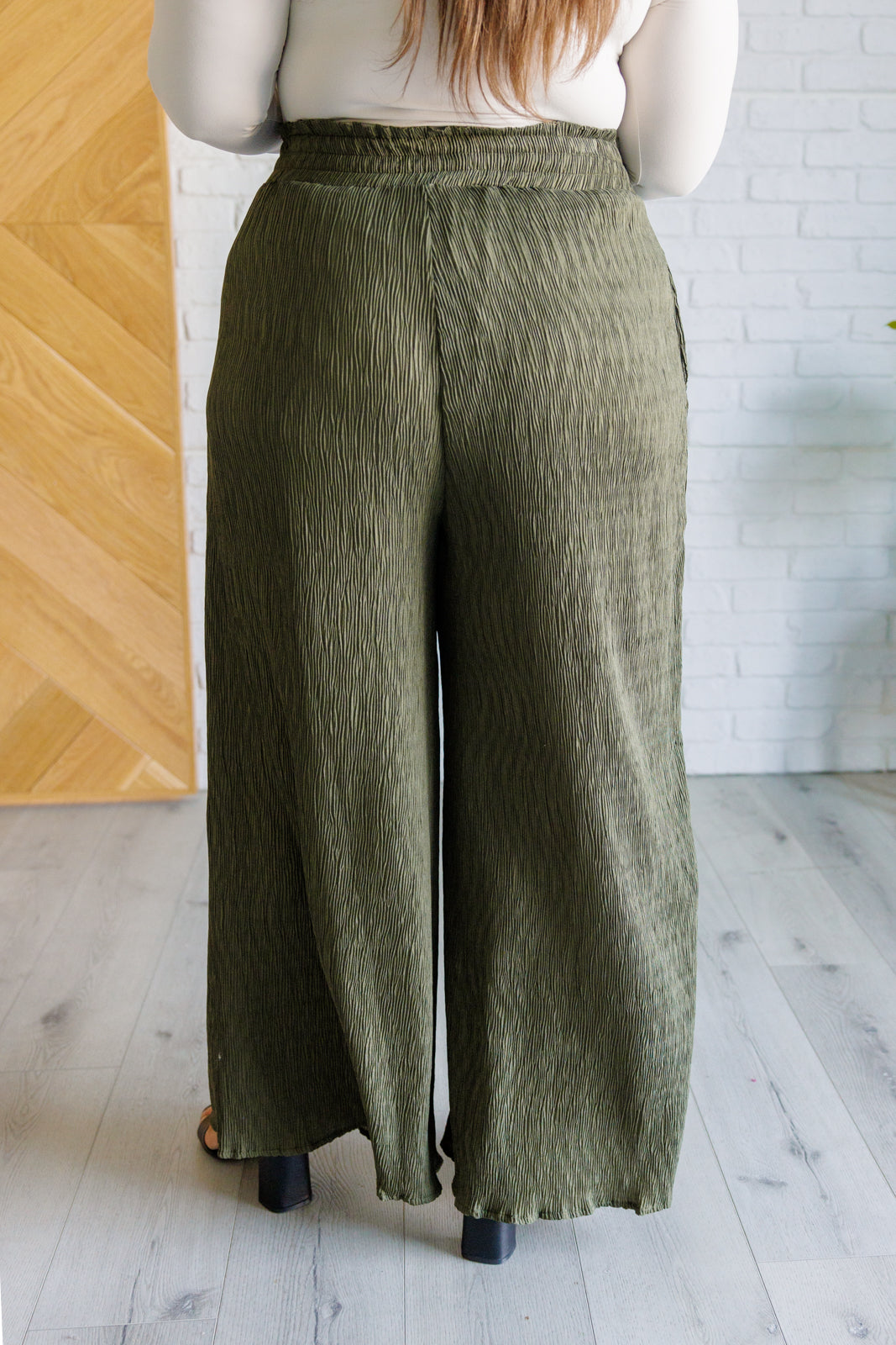 Harmony High Rise Wide Pants in Olive-Bottoms-Modish Lily, Tecumseh Michigan