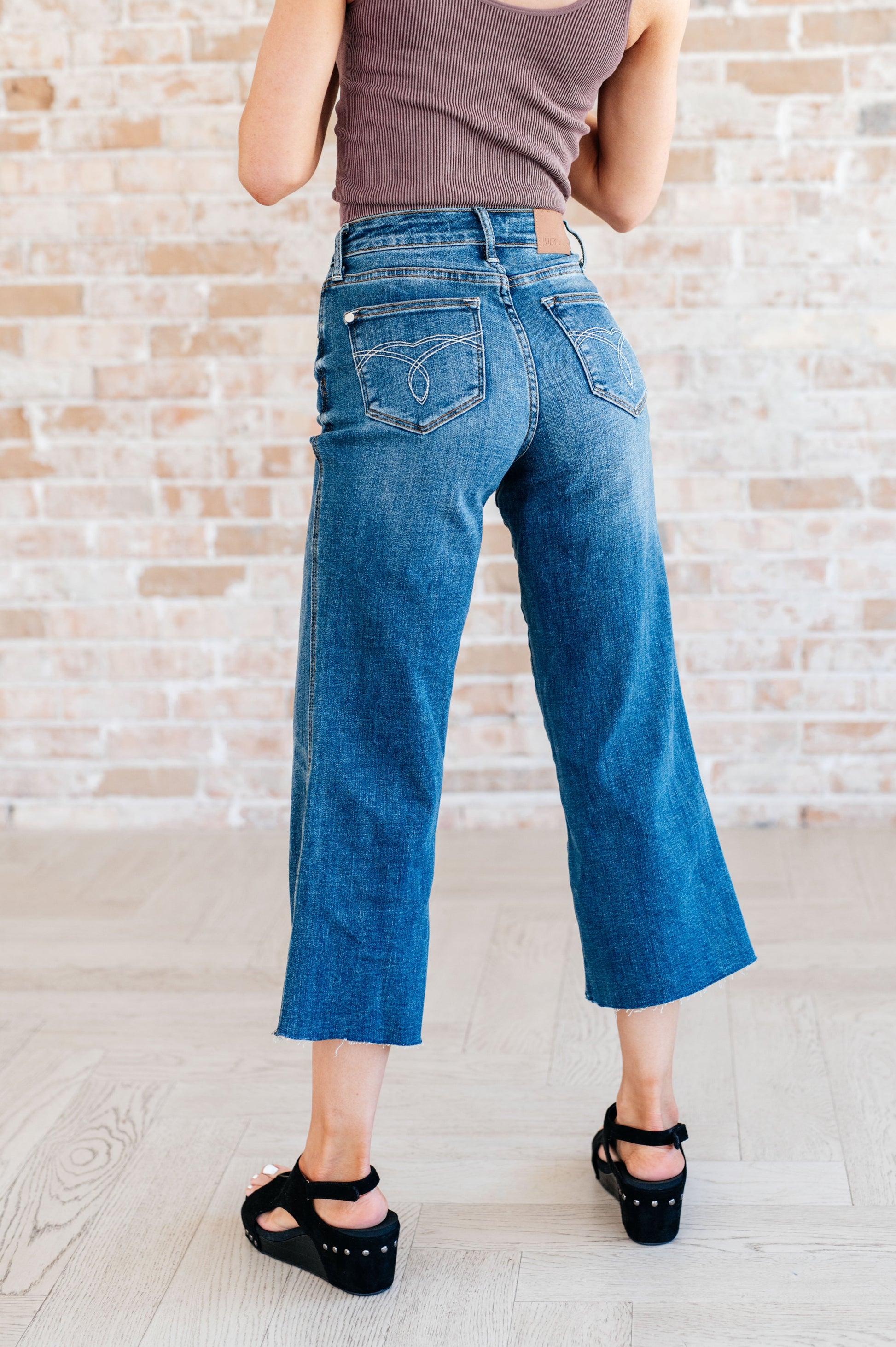 Hayes High Rise Wide Leg Crop Jeans-Denim-Modish Lily, Tecumseh Michigan