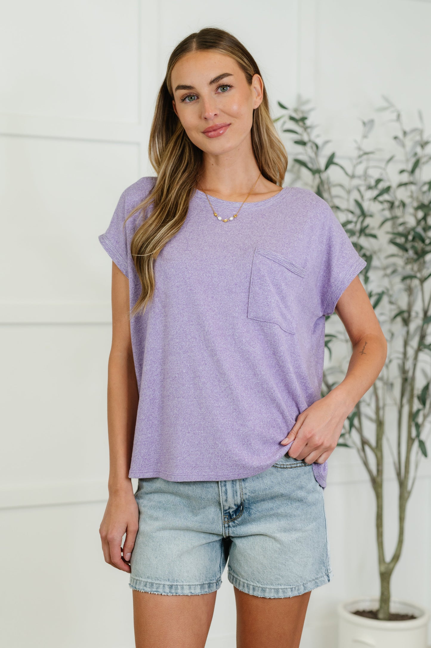 Heathered Harmony Basic Tee in Lavender-Womens-Modish Lily, Tecumseh Michigan