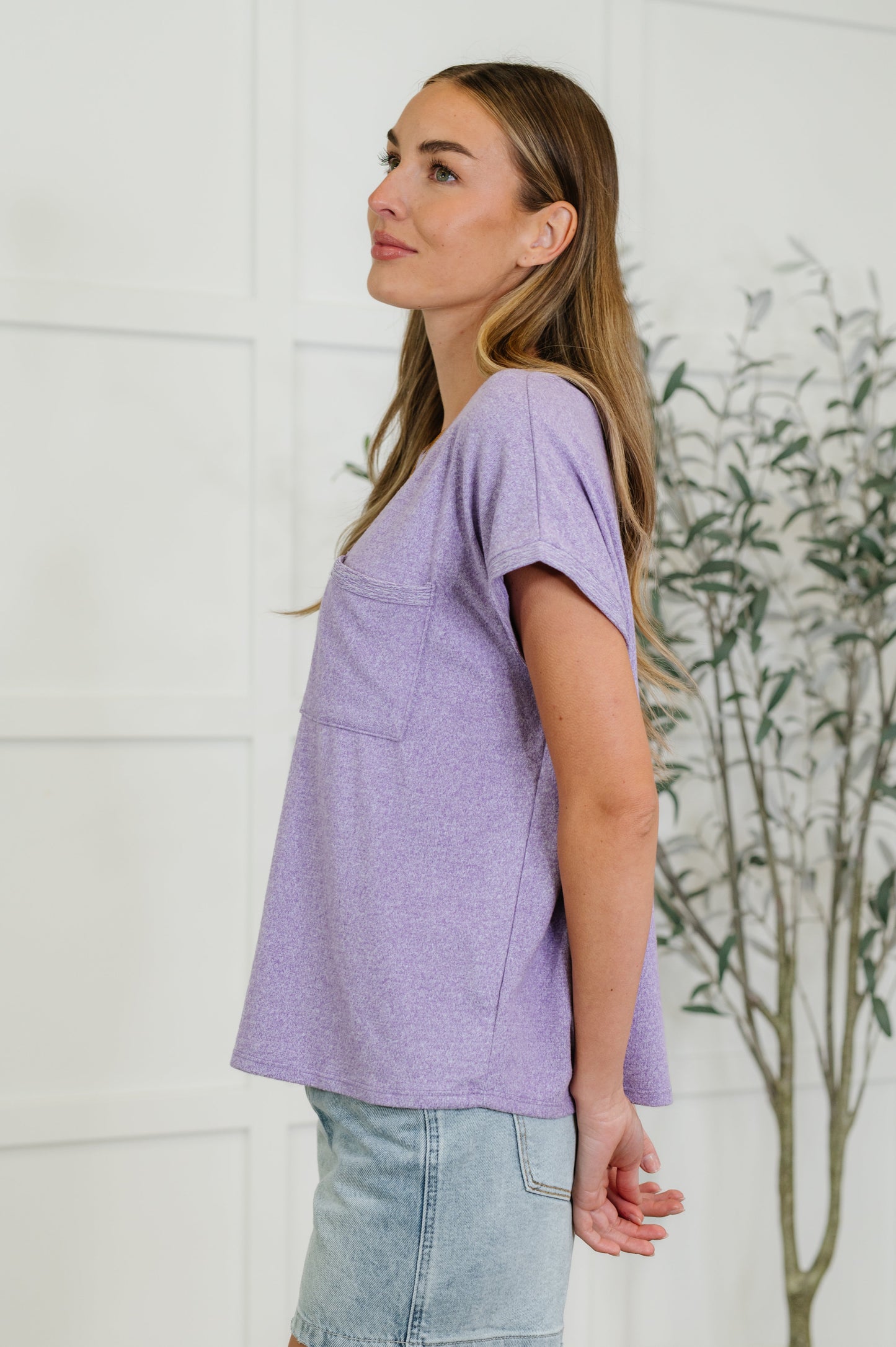 Heathered Harmony Basic Tee in Lavender-Womens-Modish Lily, Tecumseh Michigan