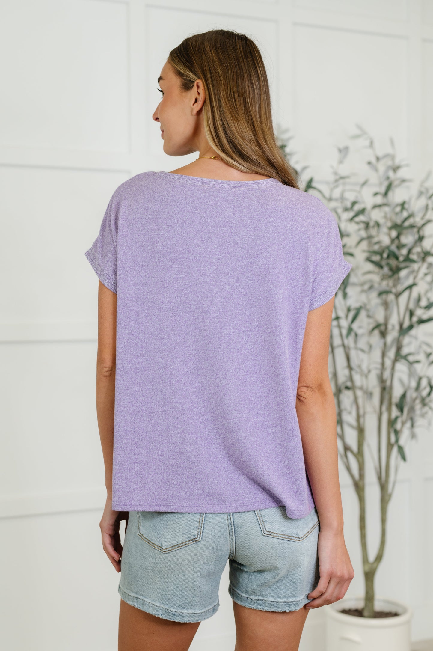 Heathered Harmony Basic Tee in Lavender-Womens-Modish Lily, Tecumseh Michigan