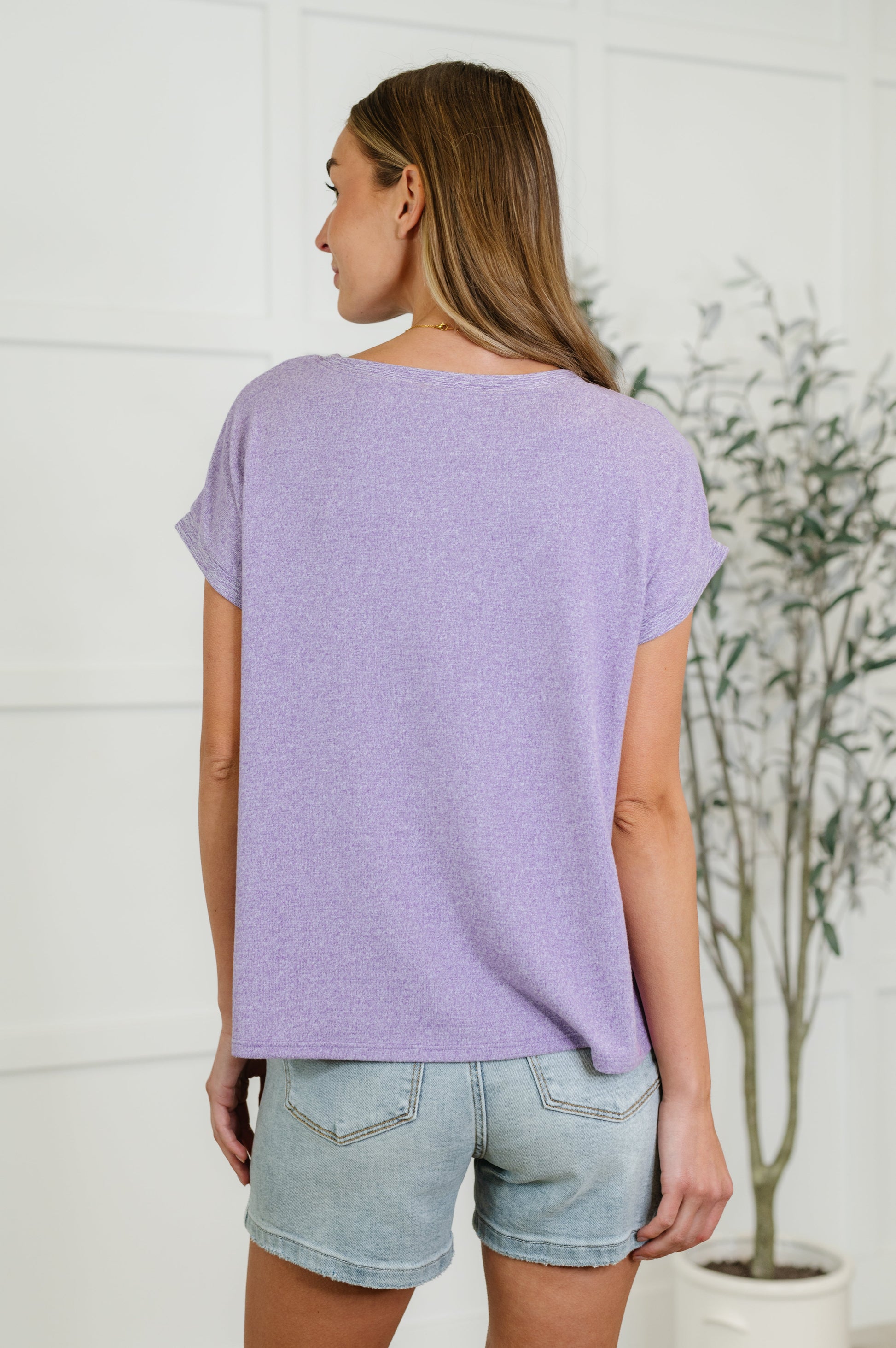 Heathered Harmony Basic Tee in Lavender-Womens-Modish Lily, Tecumseh Michigan
