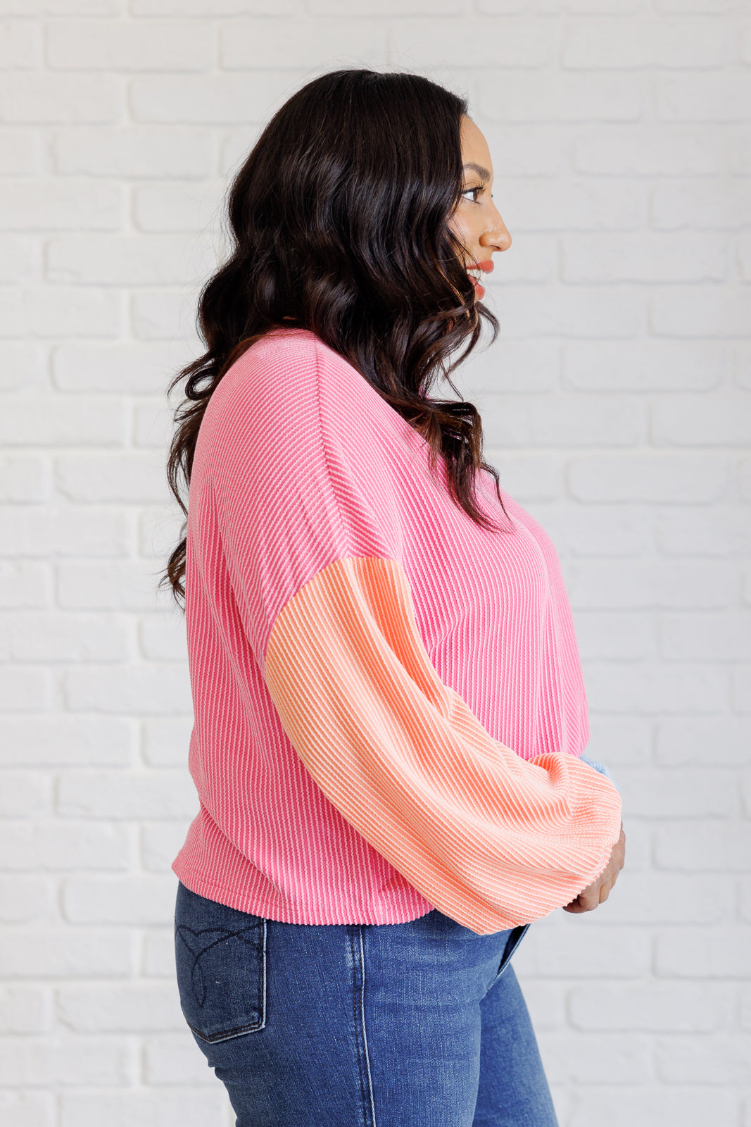 Hit Me With Your Best Shot Colorblock Top in Bright Pink-Tops-Modish Lily, Tecumseh Michigan