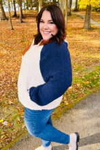 Load image into Gallery viewer, Seize The Day Navy &amp; Taupe Quarter Zip Sherpa Pullover-Modish Lily, Tecumseh Michigan
