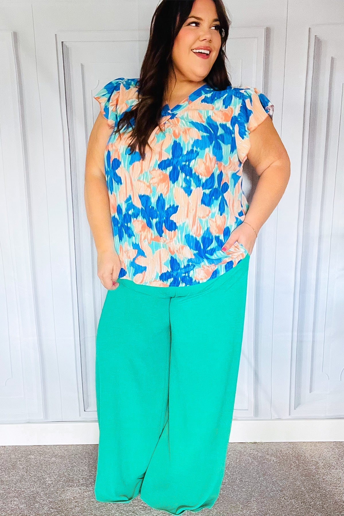 Just Dreaming Emerald Smocked Waist Palazzo Pants-Modish Lily, Tecumseh Michigan