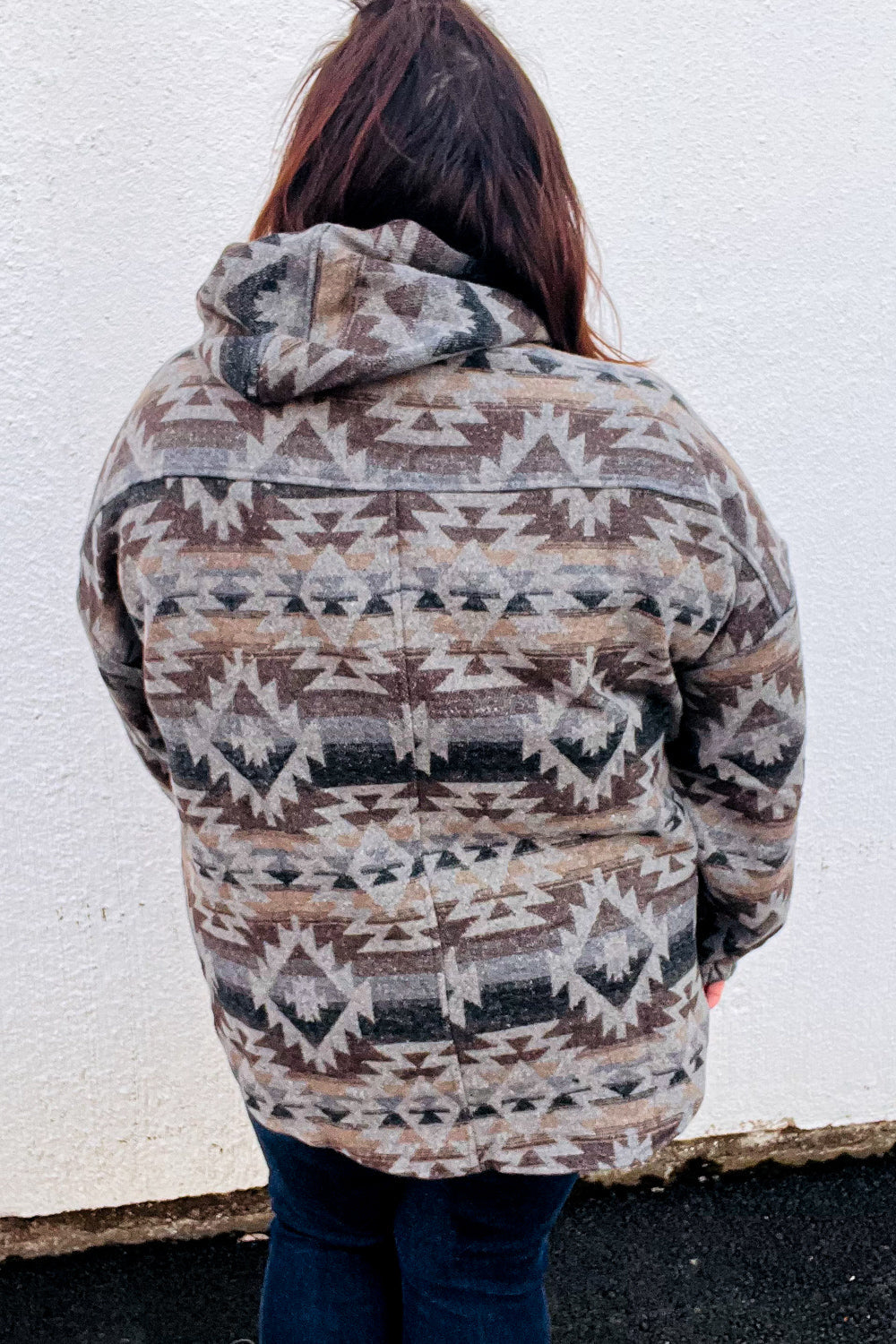 Call For You Grey Aztec Half Zip High Neck Hoodie-Modish Lily, Tecumseh Michigan