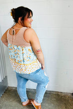 Load image into Gallery viewer, Orange &amp; Blue Two Tone Floral Back Tie Tank-Modish Lily, Tecumseh Michigan
