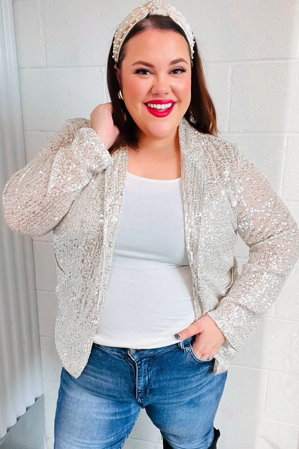 Be Your Own Star Silver Sequin Open Blazer-Modish Lily, Tecumseh Michigan