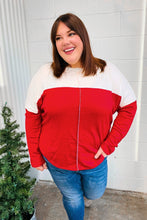 Load image into Gallery viewer, Festive Red &amp; White Drop Shoulder Outseam Color Block Top-Modish Lily, Tecumseh Michigan
