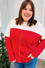 Load image into Gallery viewer, Festive Red &amp; White Drop Shoulder Outseam Color Block Top-Modish Lily, Tecumseh Michigan
