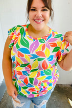 Load image into Gallery viewer, Green &amp; Yellow Floral Leaf Flutter Sleeve Top-Modish Lily, Tecumseh Michigan
