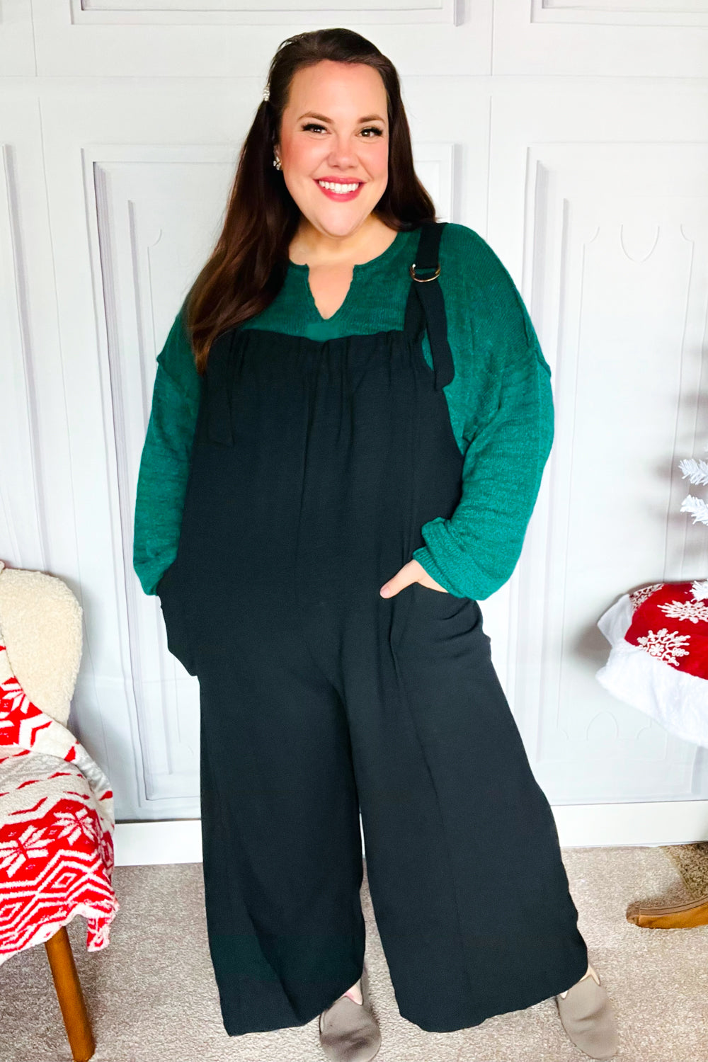 Feeing Joyful Black Wide Leg Adjustable Baggy Bib Jumpsuit-Modish Lily, Tecumseh Michigan