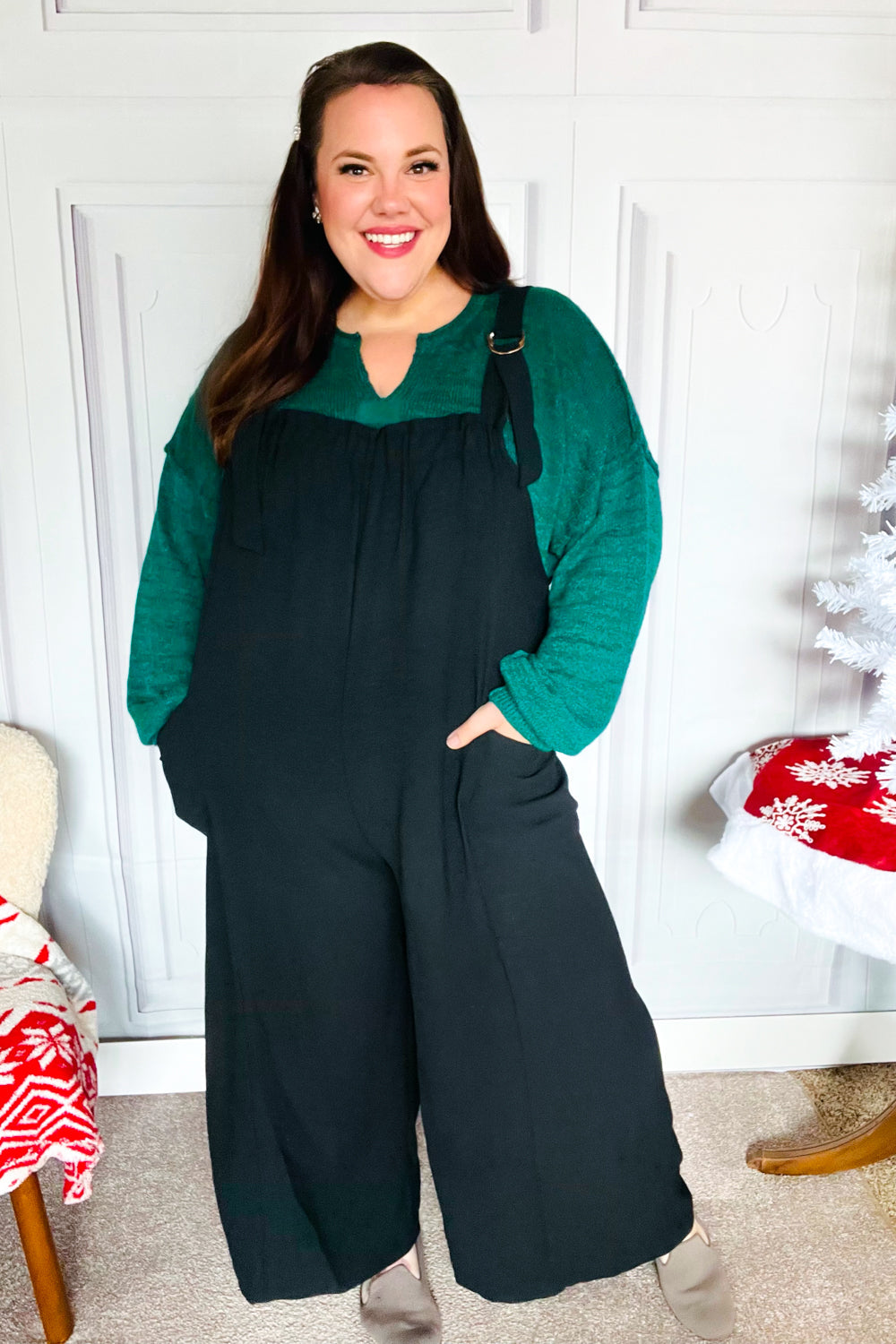 Feeing Joyful Black Wide Leg Adjustable Baggy Bib Jumpsuit-Modish Lily, Tecumseh Michigan