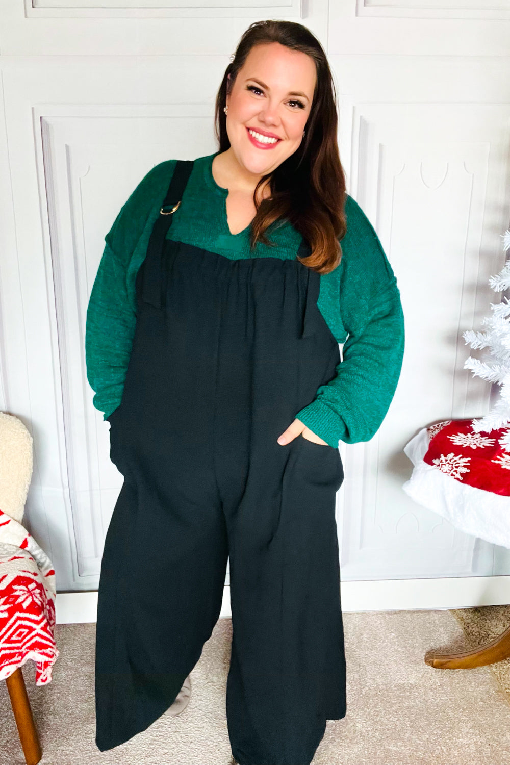 Feeing Joyful Black Wide Leg Adjustable Baggy Bib Jumpsuit-Modish Lily, Tecumseh Michigan