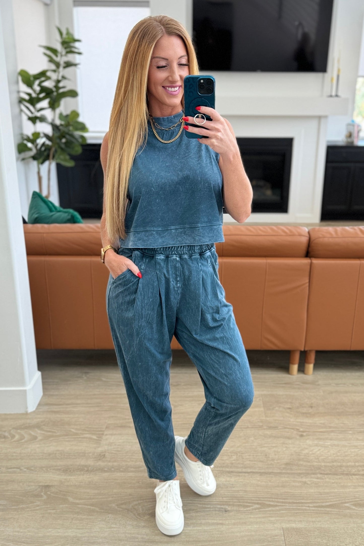 Limber Up Tapered Leg Joggers in Slate Blue-Athleisure-Modish Lily, Tecumseh Michigan