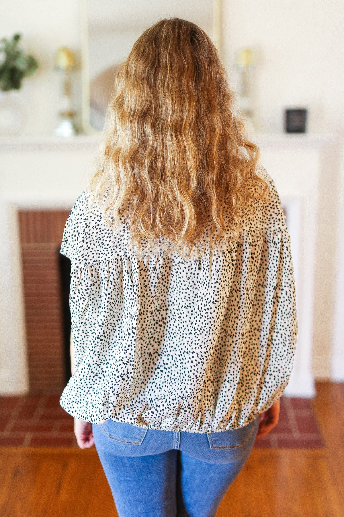 Perfectly Poised Ivory Animal Print Floral Embroidery Button Down Top-Modish Lily, Tecumseh Michigan