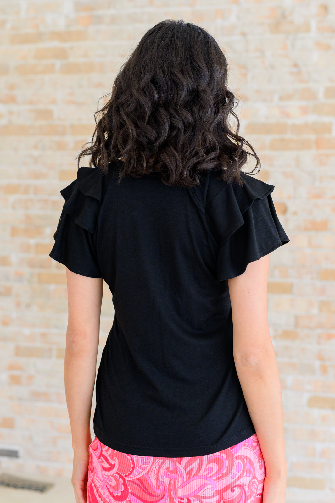 I'll Allow It Flutter Sleeve Tee In Black-Tops-Modish Lily, Tecumseh Michigan