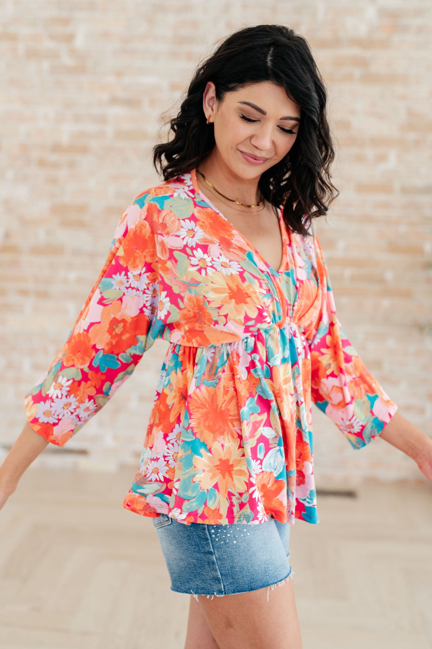 In Other Words, Hold My Hand V-Neck Blouse-Tops-Modish Lily, Tecumseh Michigan