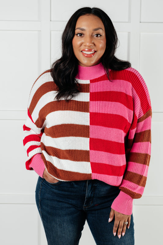 In Your Lane Color Blocked Stripe Sweater-Tops-Modish Lily, Tecumseh Michigan