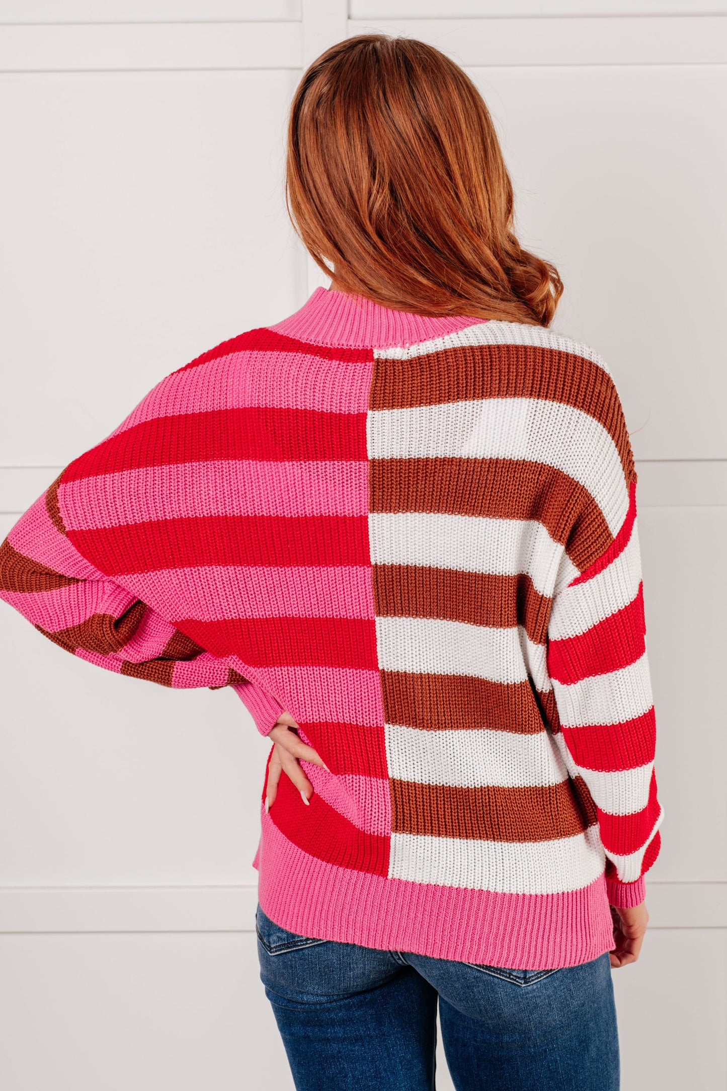 In Your Lane Color Blocked Stripe Sweater-Tops-Modish Lily, Tecumseh Michigan