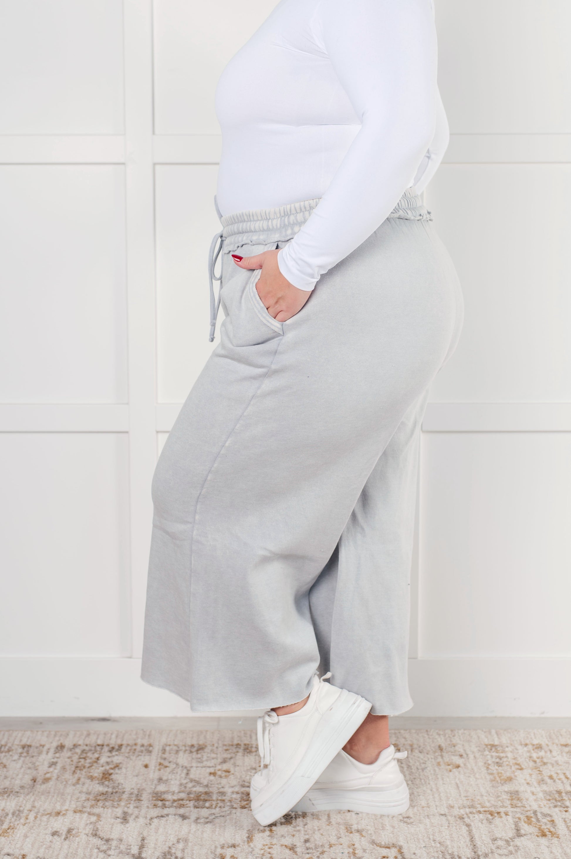 In or Out Wide Leg Cropped Pants in Light Grey-Bottoms-Modish Lily, Tecumseh Michigan