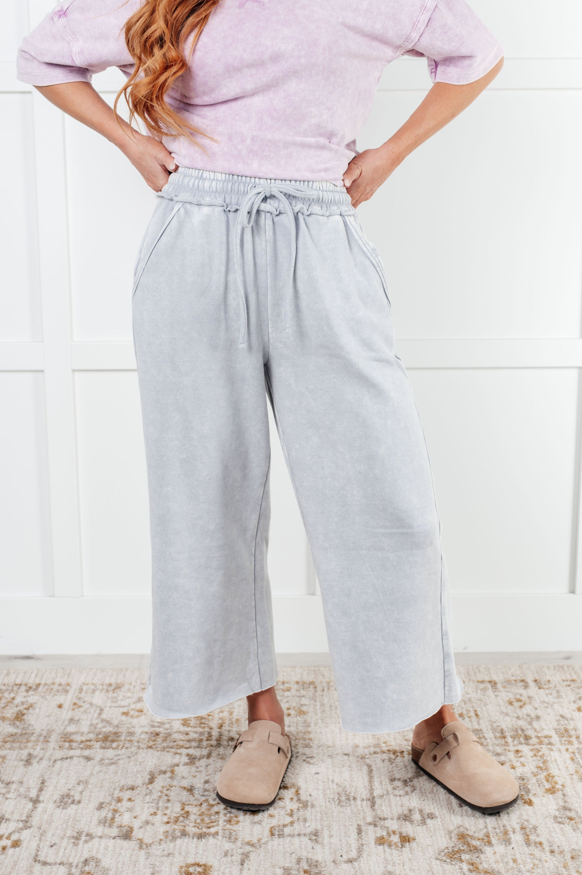 In or Out Wide Leg Cropped Pants in Light Grey-Bottoms-Modish Lily, Tecumseh Michigan