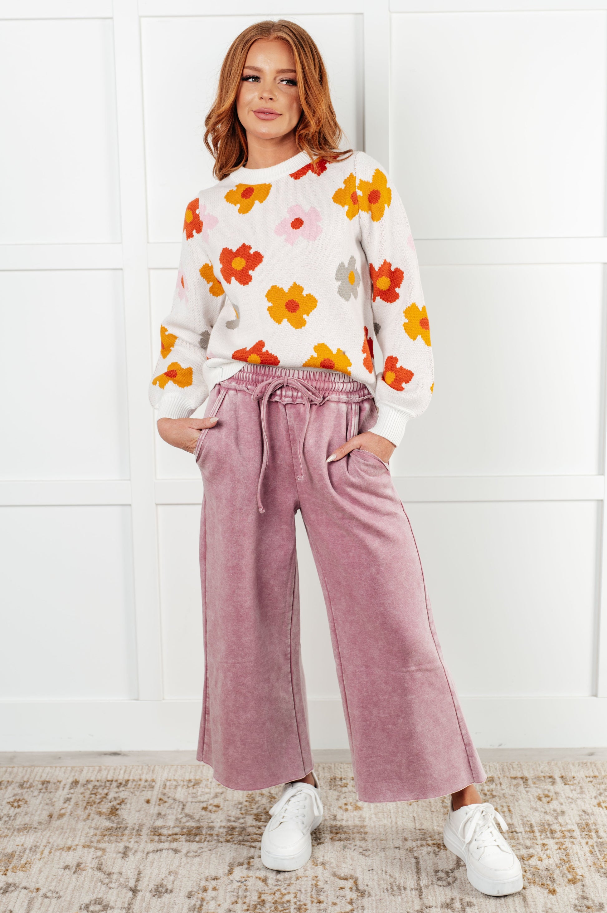 In or Out Wide Leg Cropped Pants in Light Rose-Athleisure-Modish Lily, Tecumseh Michigan