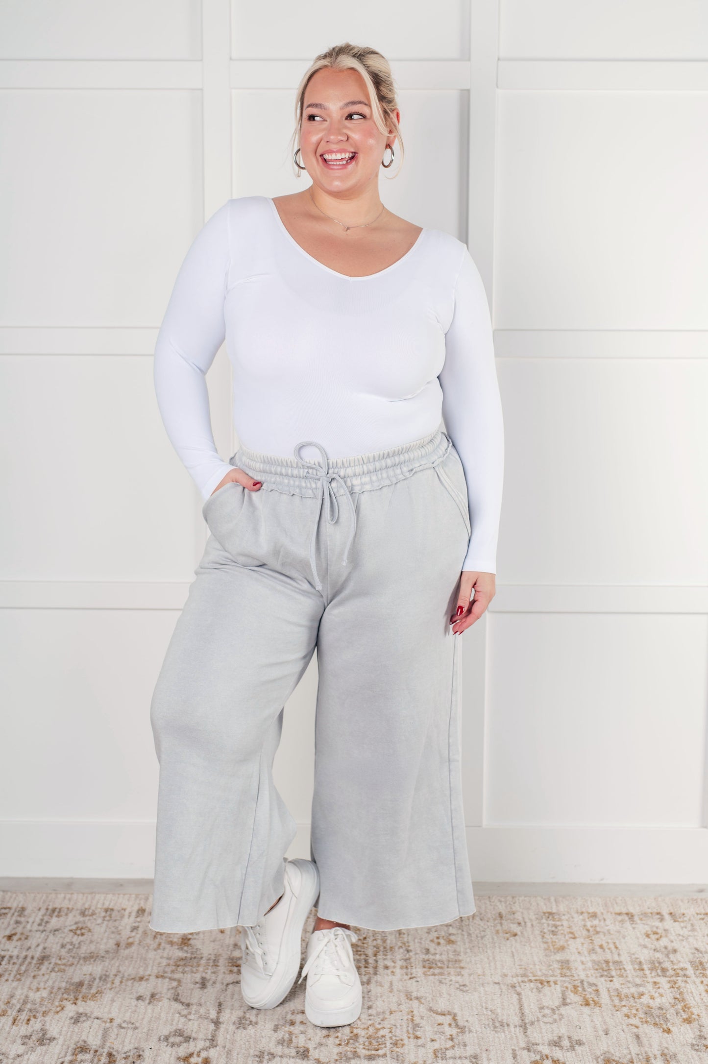 In or Out Wide Leg Cropped Pants in Light Grey-Bottoms-Modish Lily, Tecumseh Michigan