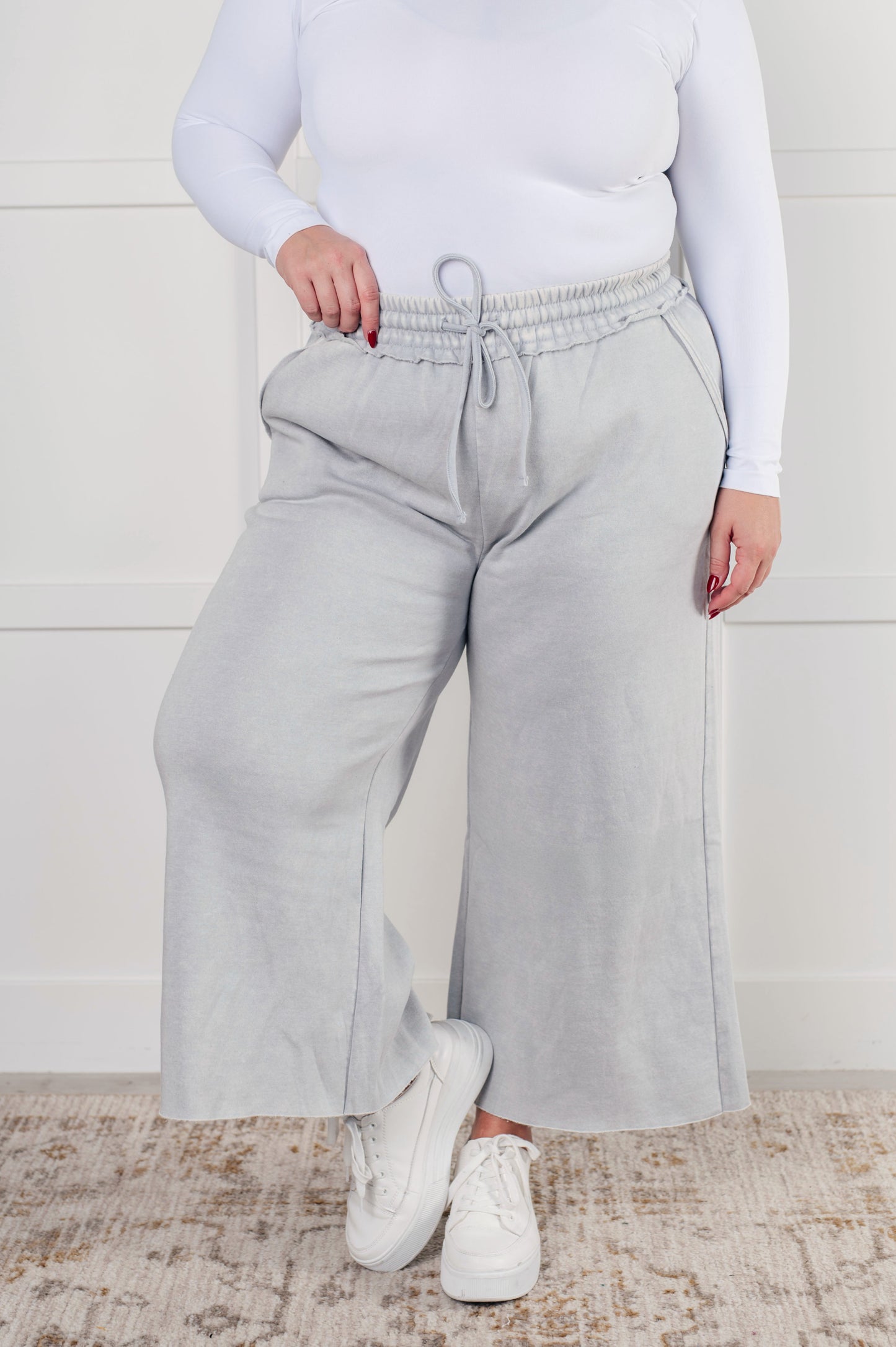 In or Out Wide Leg Cropped Pants in Light Grey-Bottoms-Modish Lily, Tecumseh Michigan