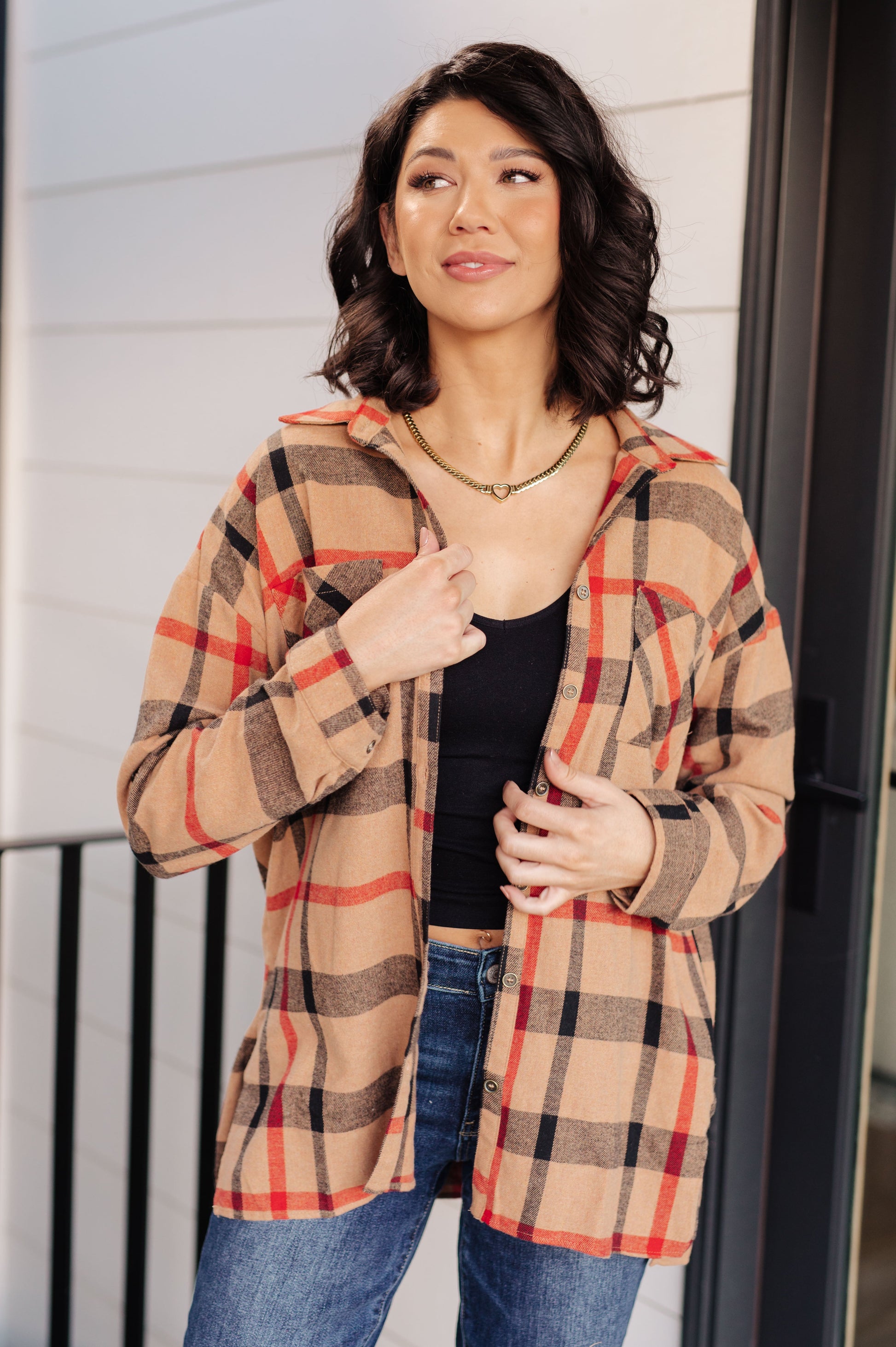 Is It Really Oversized Plaid Button Up-Tops-Modish Lily, Tecumseh Michigan