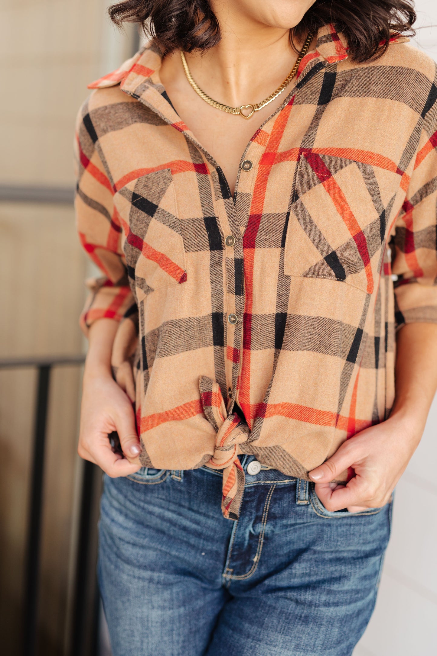 Is It Really Oversized Plaid Button Up-Tops-Modish Lily, Tecumseh Michigan