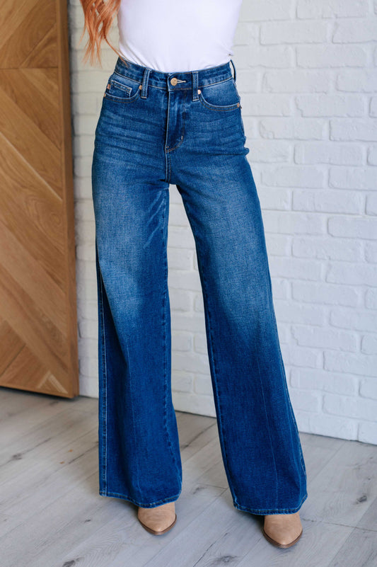 Eliza High Rise Control Top Retro Wide Leg Jeans-Denim-Modish Lily, Tecumseh Michigan