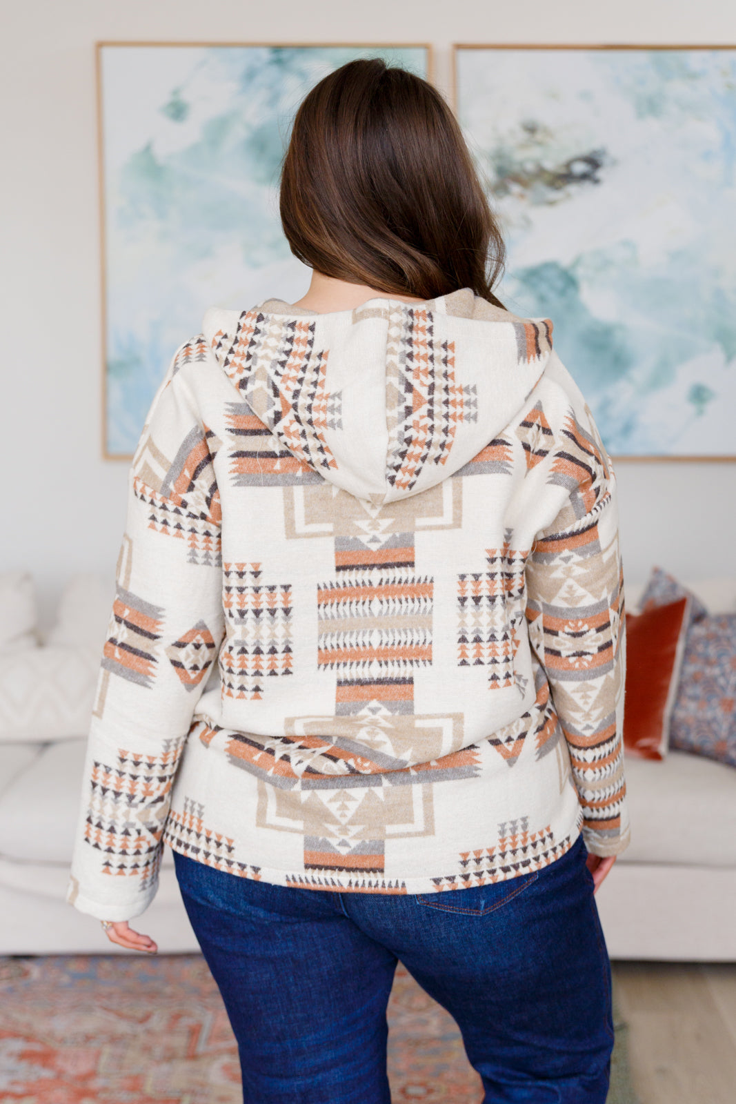 Just Going For It Aztec Hoodie-Tops-Modish Lily, Tecumseh Michigan