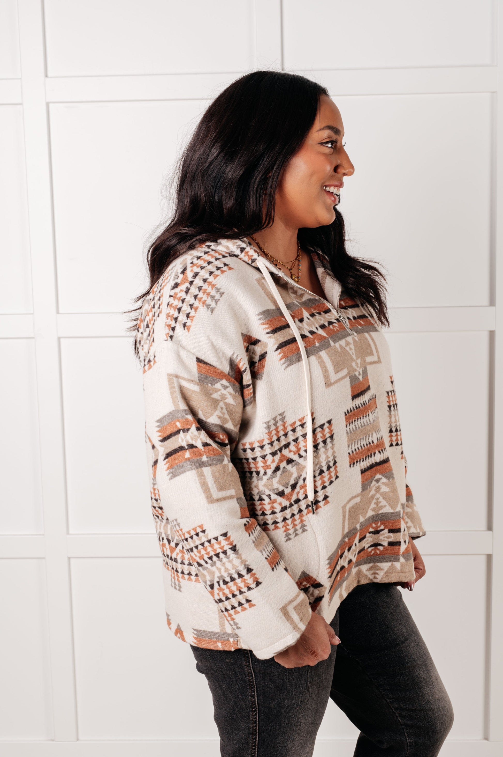 Just Going For It Aztec Hoodie-Tops-Modish Lily, Tecumseh Michigan