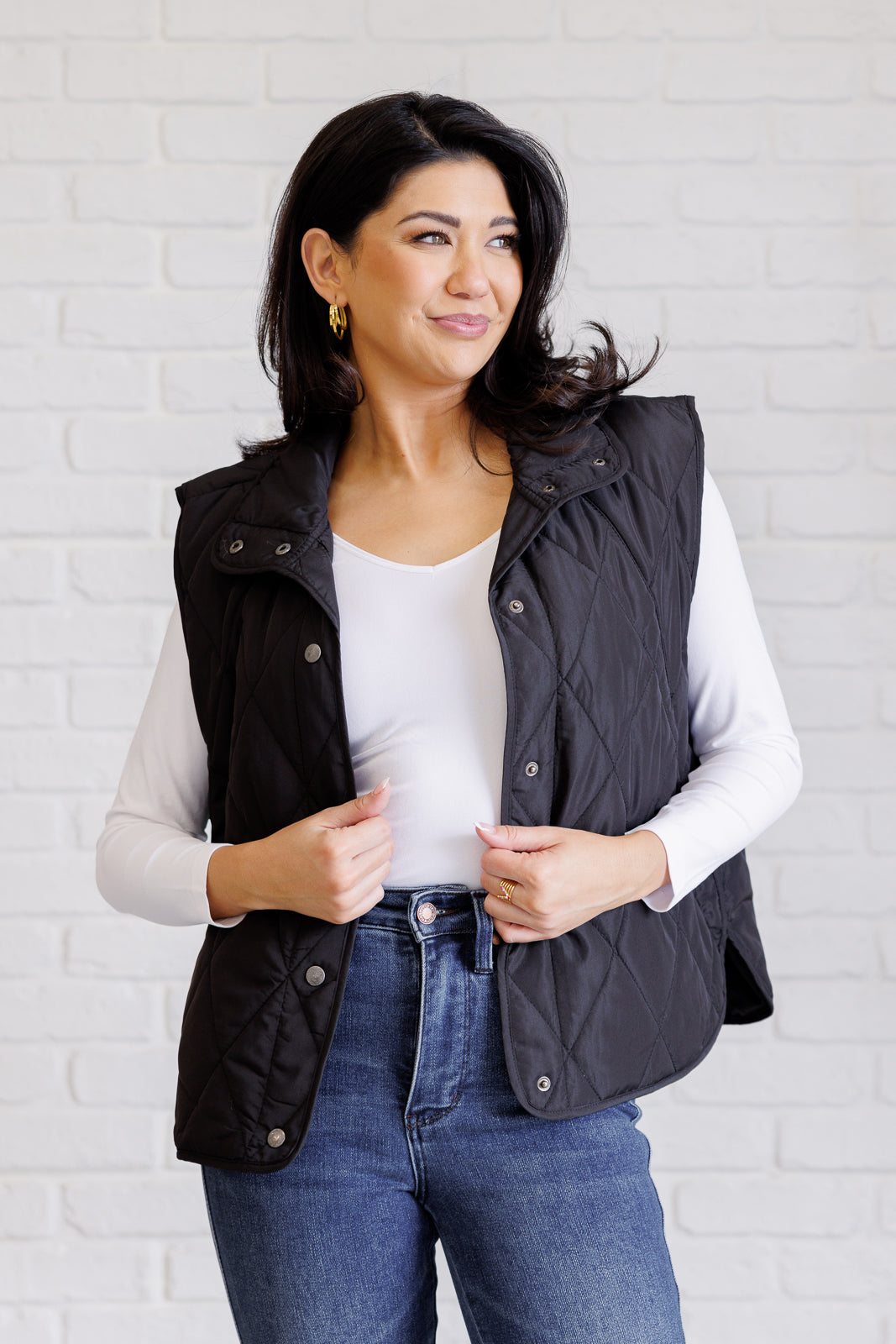 Layering Queen Quilted Puffer Vest in Black-Layers-Modish Lily, Tecumseh Michigan