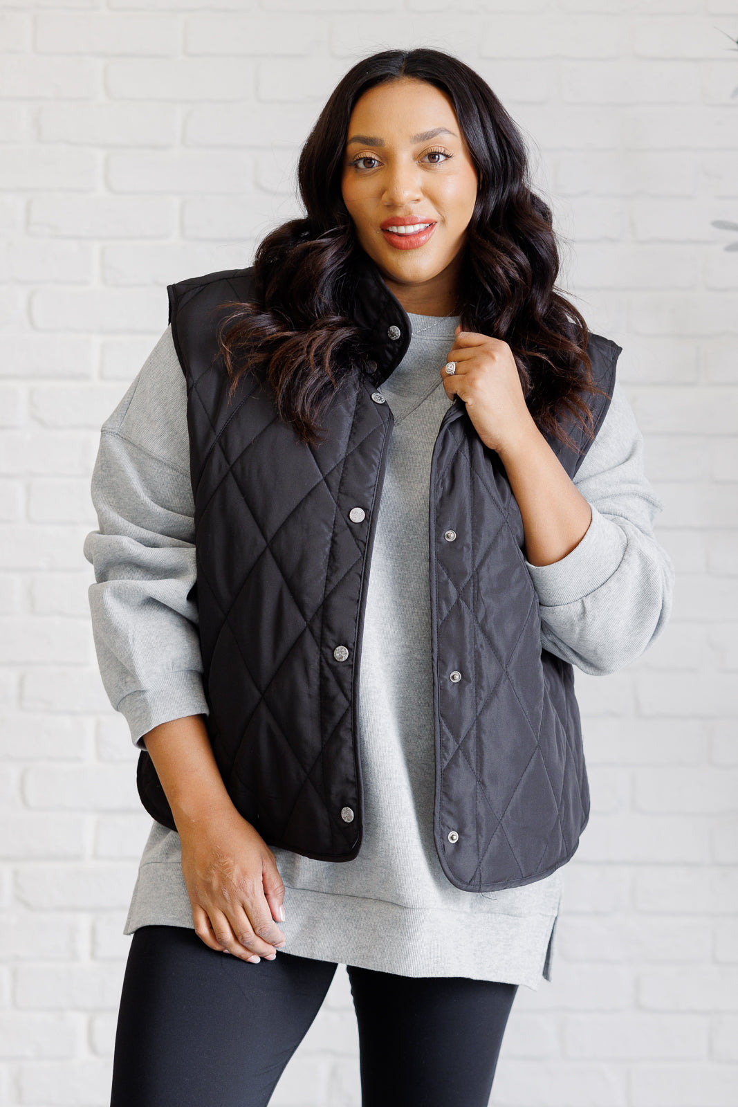 Layering Queen Quilted Puffer Vest in Black-Layers-Modish Lily, Tecumseh Michigan