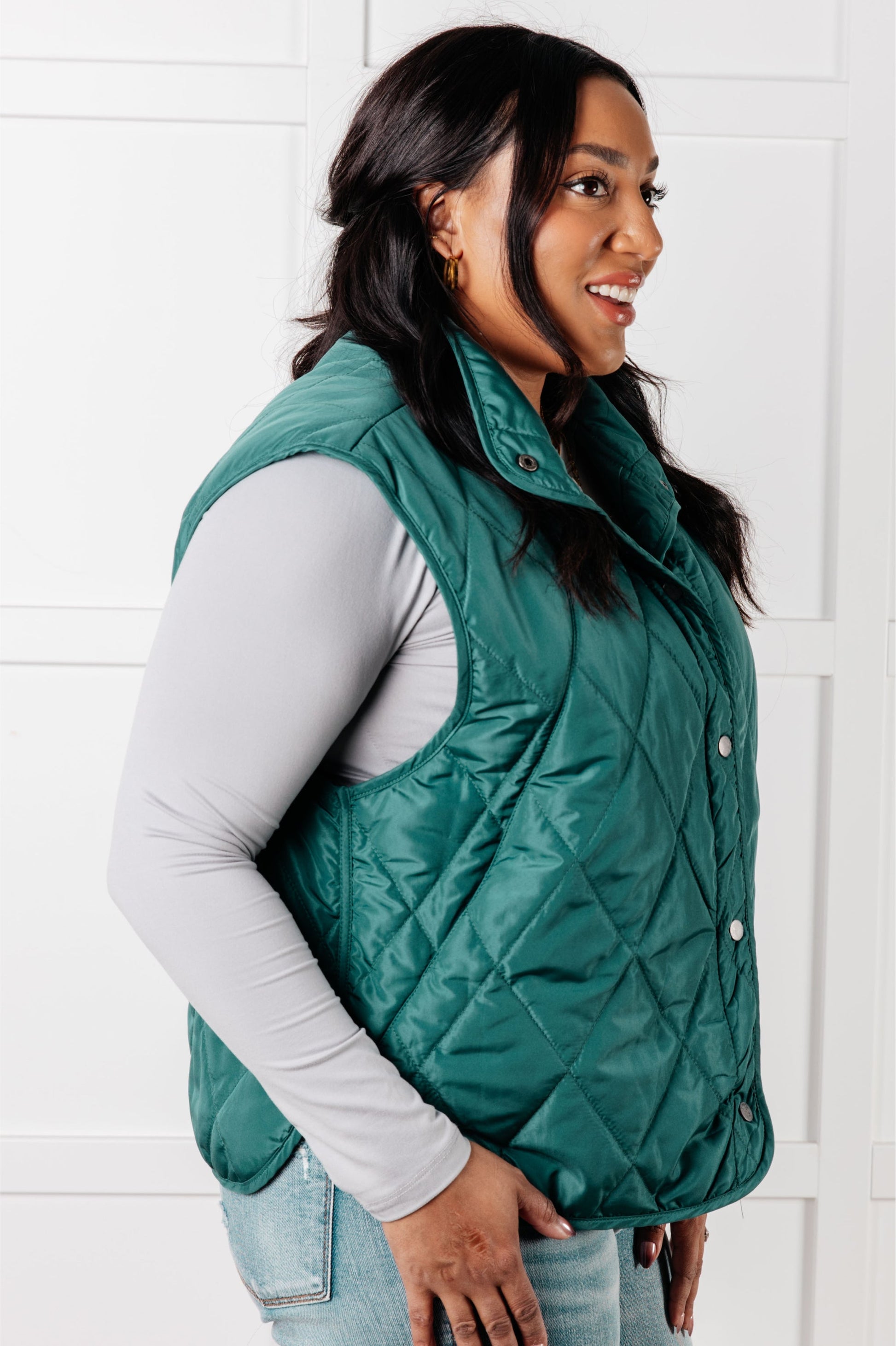 Layering Queen Quilted Puffer Vest in Hunter Green-Layers-Modish Lily, Tecumseh Michigan