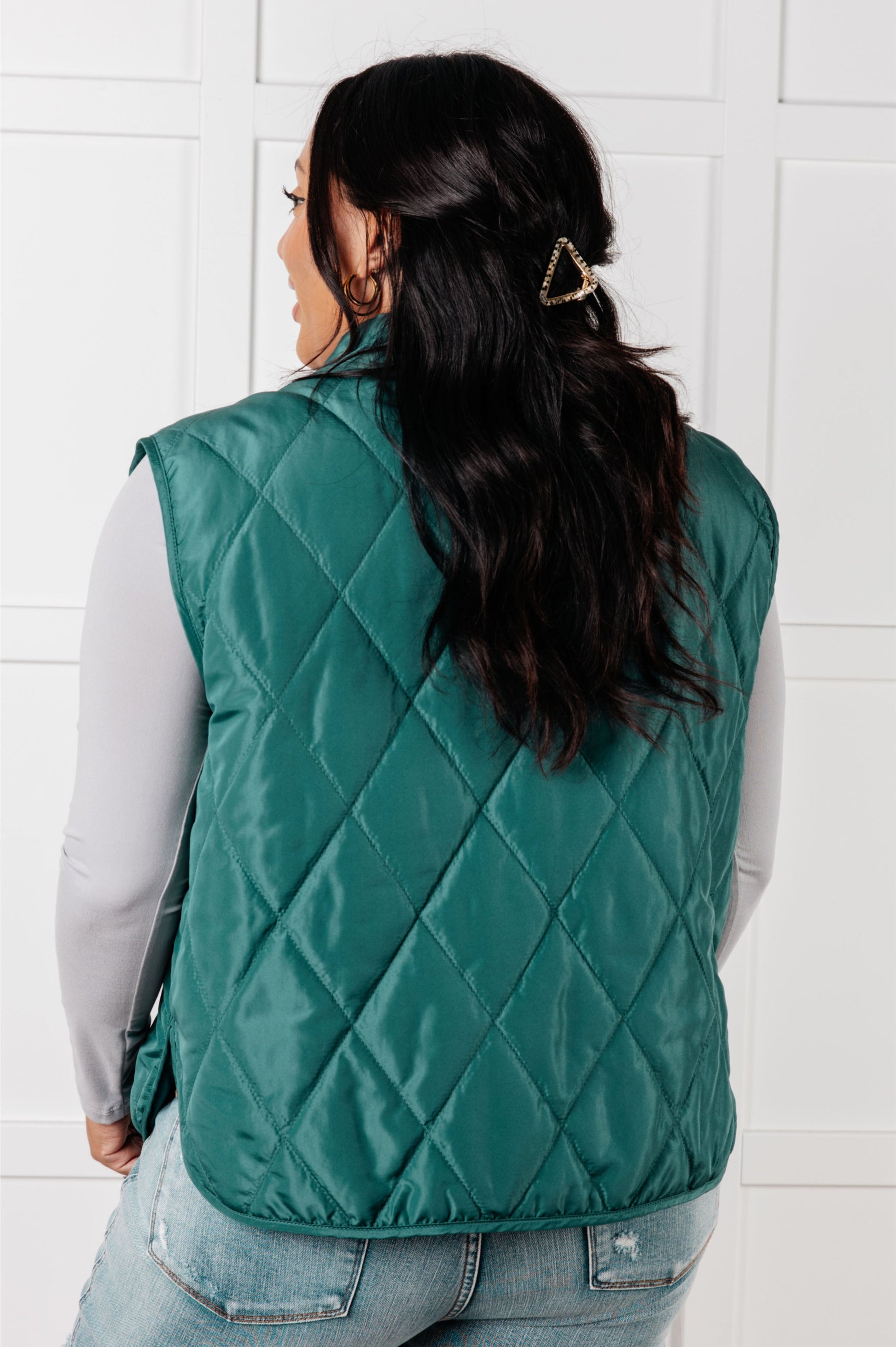 Layering Queen Quilted Puffer Vest in Hunter Green-Layers-Modish Lily, Tecumseh Michigan