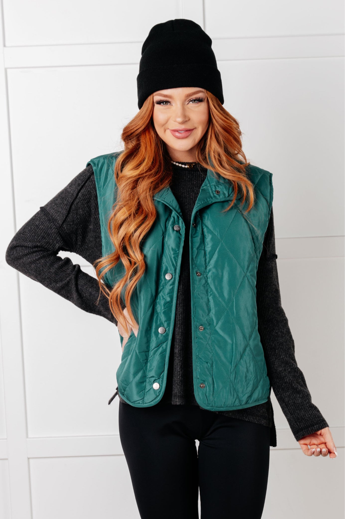 Layering Queen Quilted Puffer Vest in Hunter Green-Layers-Modish Lily, Tecumseh Michigan