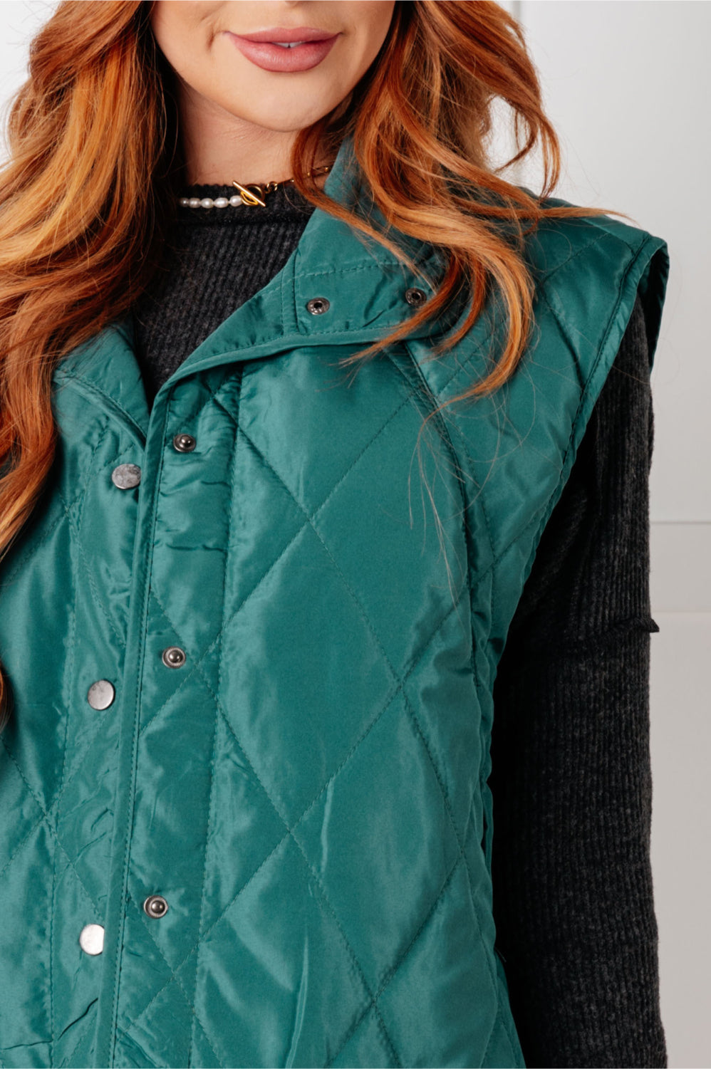 Layering Queen Quilted Puffer Vest in Hunter Green-Layers-Modish Lily, Tecumseh Michigan