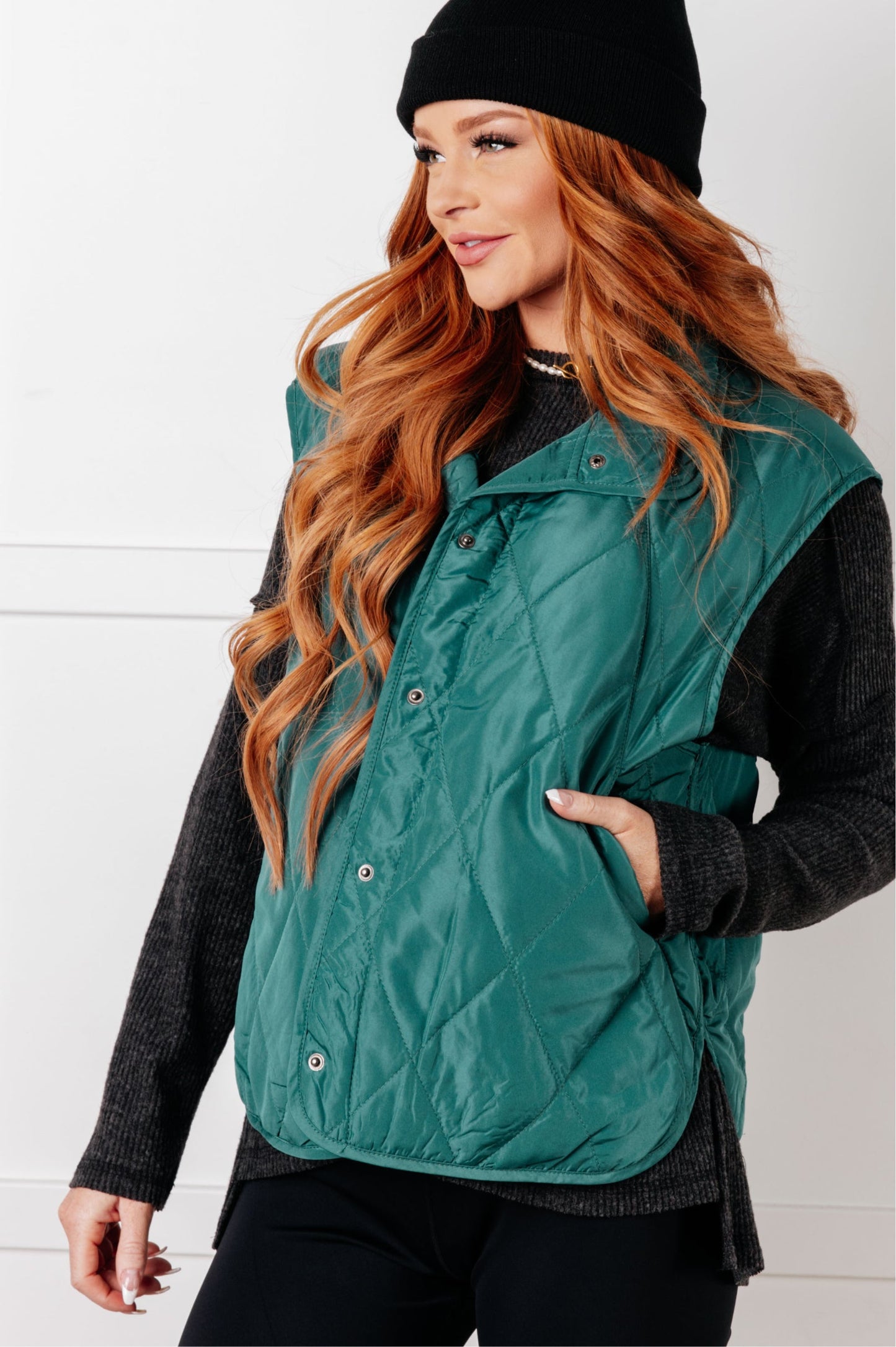 Layering Queen Quilted Puffer Vest in Hunter Green-Layers-Modish Lily, Tecumseh Michigan