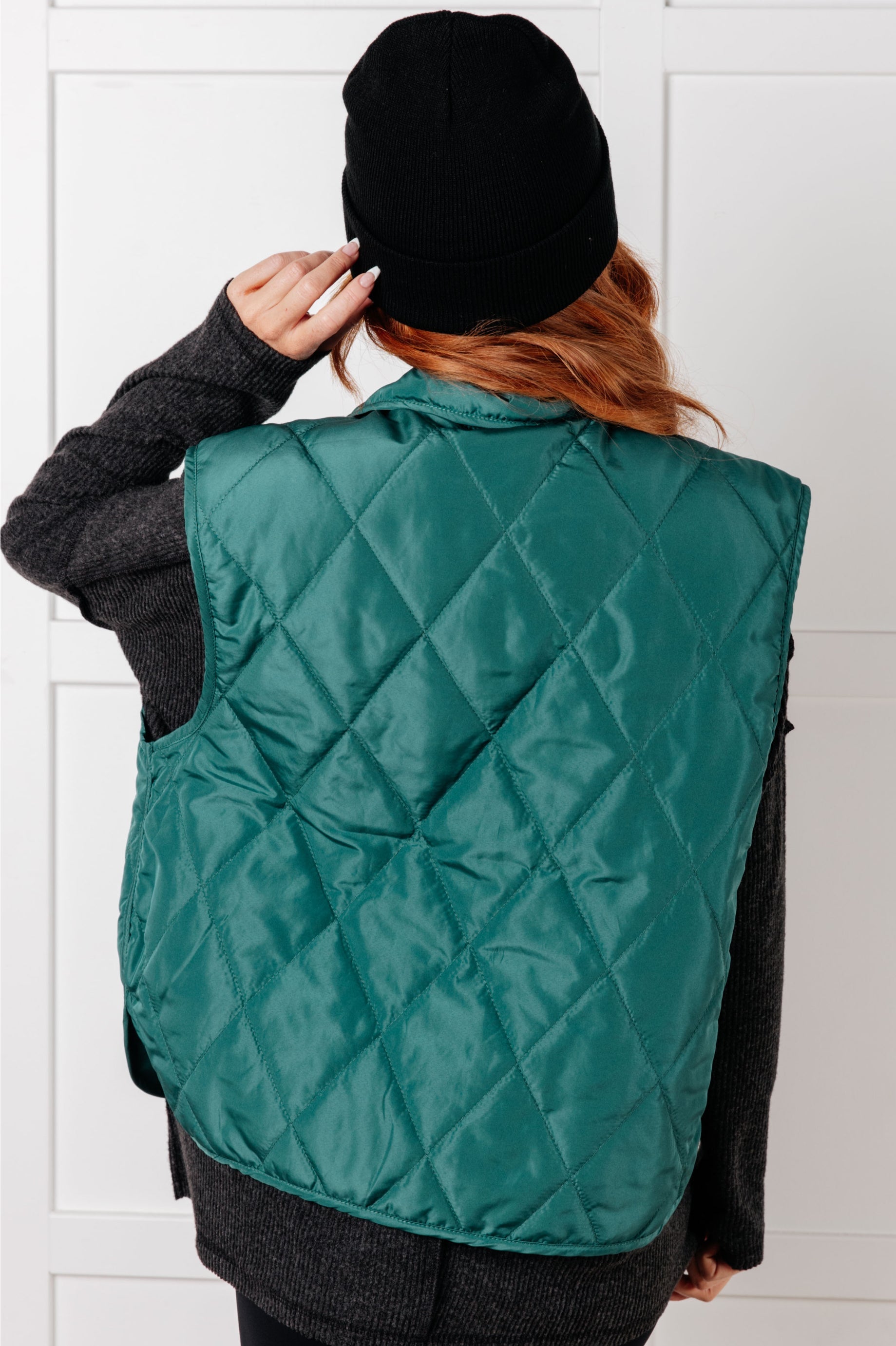 Layering Queen Quilted Puffer Vest in Hunter Green-Layers-Modish Lily, Tecumseh Michigan