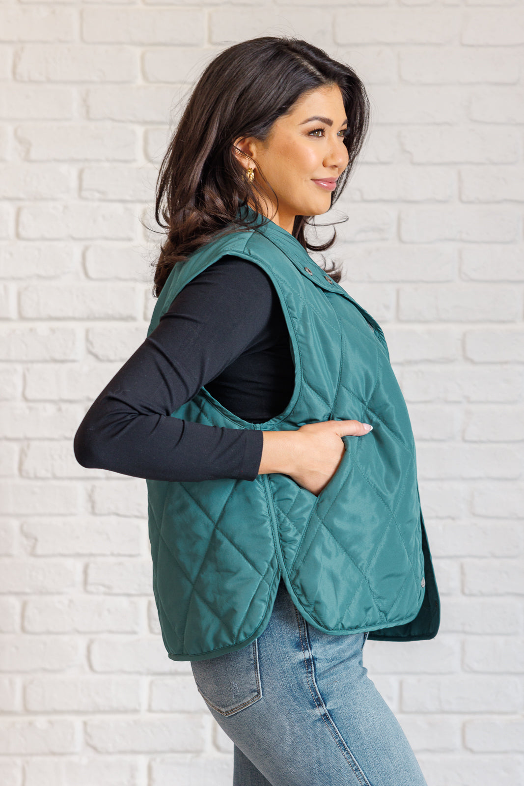 Layering Queen Quilted Puffer Vest in Hunter Green-Layers-Modish Lily, Tecumseh Michigan