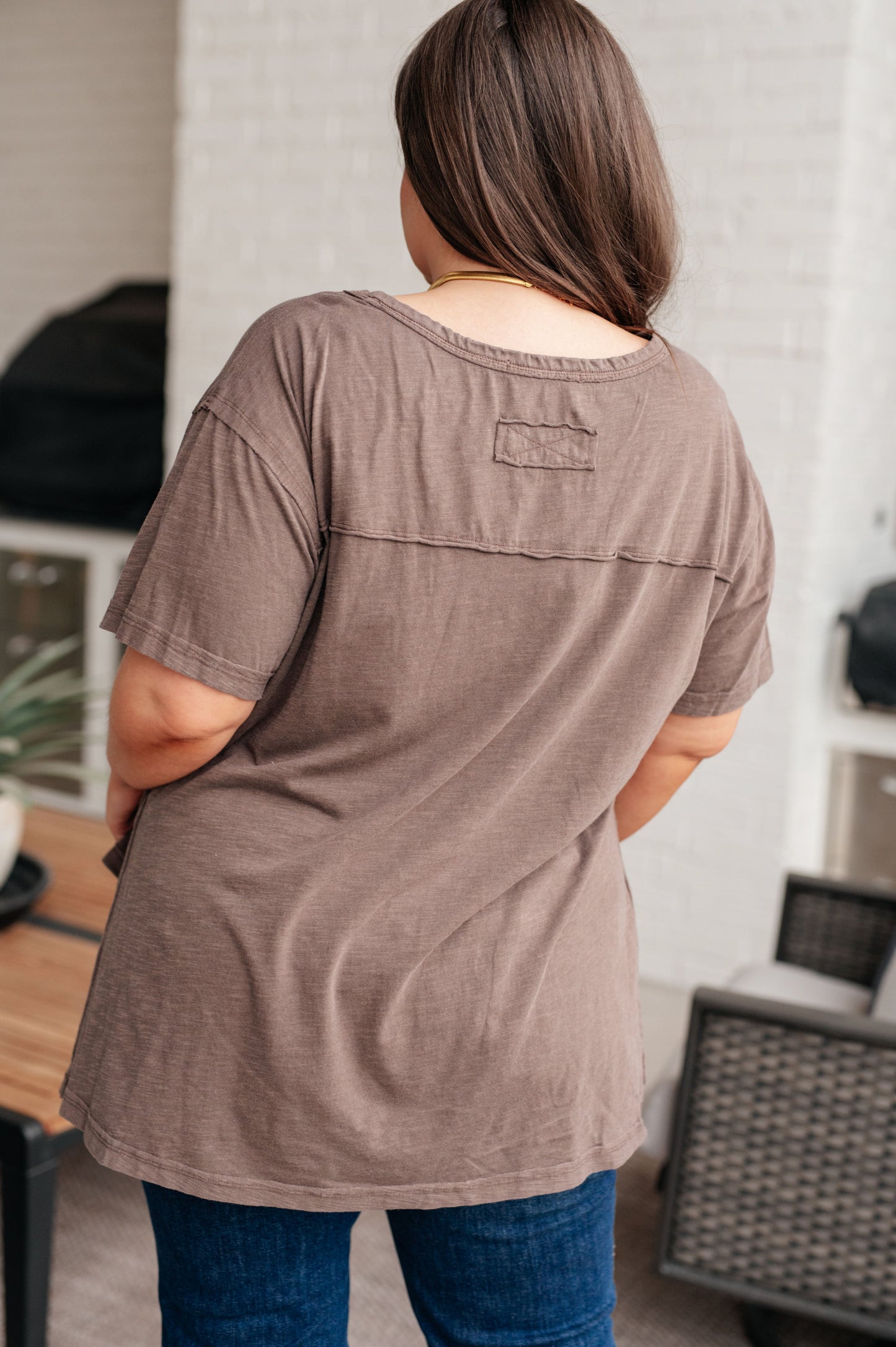 Let Me Live Relaxed Tee in Brown-Tops-Modish Lily, Tecumseh Michigan