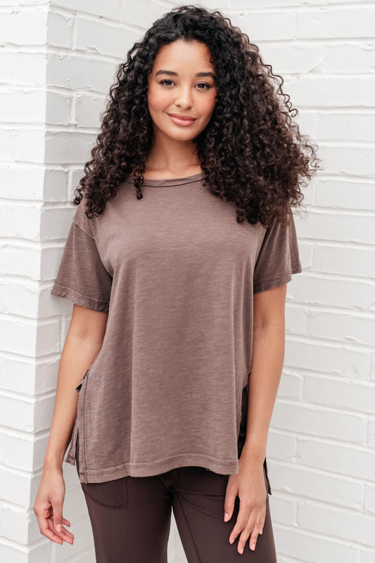 Let Me Live Relaxed Tee in Brown-Tops-Modish Lily, Tecumseh Michigan