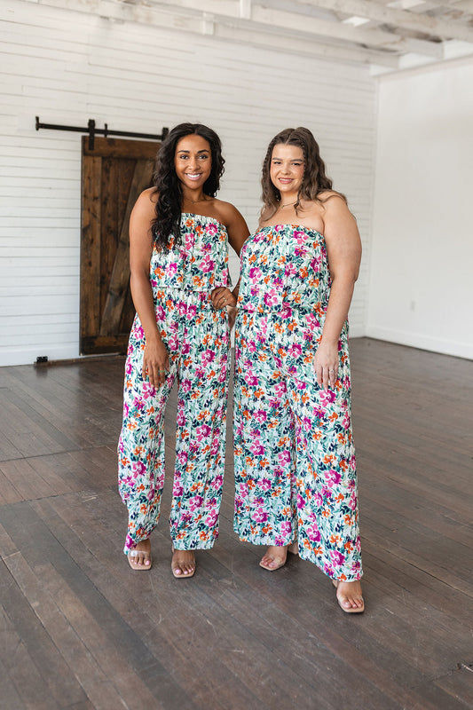 Life of the Party Floral Jumpsuit in Green-Jumpsuits & Rompers-Modish Lily, Tecumseh Michigan