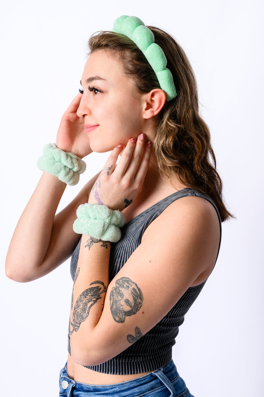 Lost in the Moment Headband and Wristband Set in Green-Health & Beauty-Modish Lily, Tecumseh Michigan