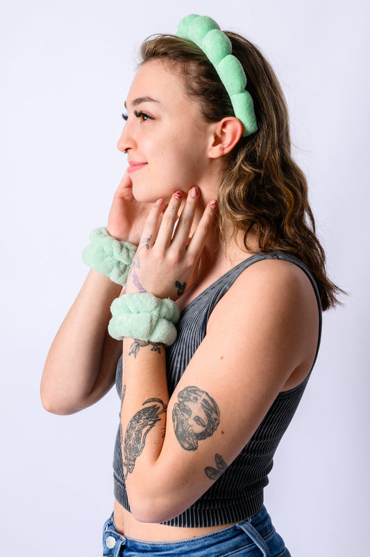 Lost in the Moment Headband and Wristband Set in Green-Health & Beauty-Modish Lily, Tecumseh Michigan