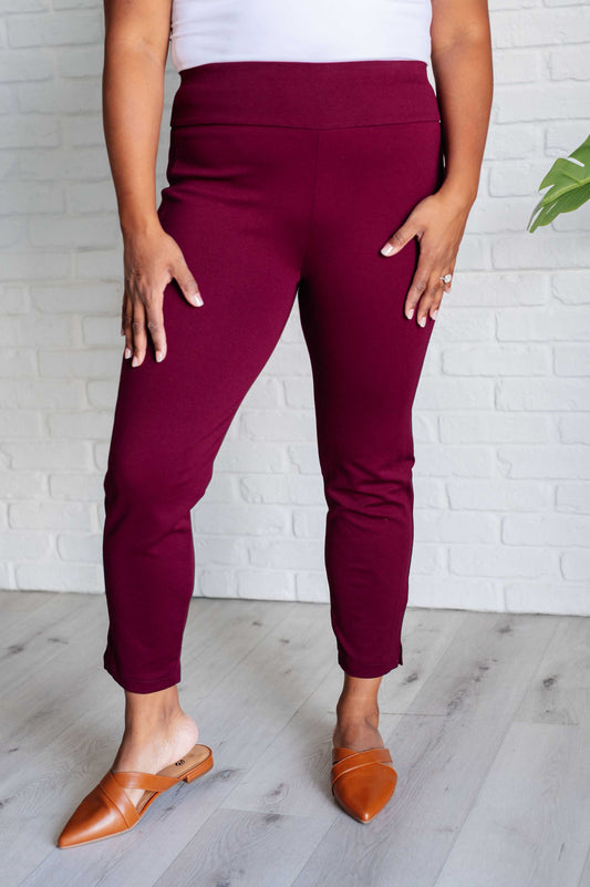 Magic Ankle Crop Skinny Pants in Wine-Bottoms-Modish Lily, Tecumseh Michigan